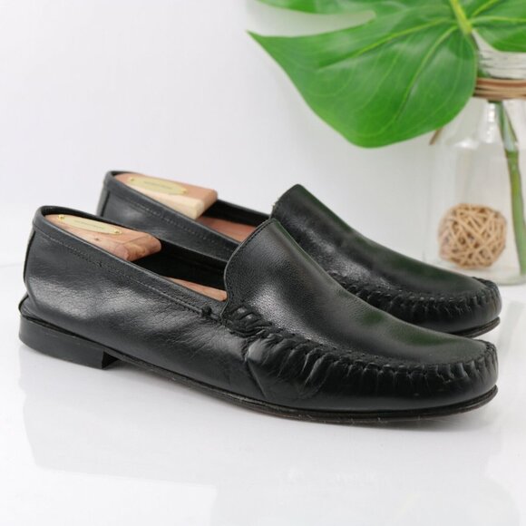 Alessandro Baroni Mens Dante Loafer Size 42 8 Black Leather Moc Toe Shoe Italy - Picture 2 of 12